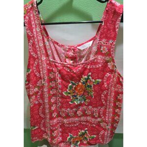 Lauren Conrad Size XL Sleeveless Floral Tank Top Button Up Back Floral Print